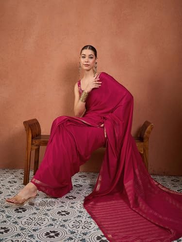 Image of AKHILAM Women's Kanjivaram Woven Soft Silk Saree With Blouse Piece