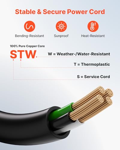 Image of VEVOR 50 Amp Generator Cord and Power Inlet Box, 10FT, 125V /250V STW 6 /3 + 8 /1 AWG Extension Power Cord, NEMA 14-50P to SS2-50R, Twist Lock Connector, Inlet Box Kit, for Generator to House, ETL Listed