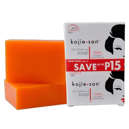 Kojie San Kojisäure-Seife 2 Stück 65 g mit Glycerin und Vitamin C. Antibakterielle Seife lässt dunkle Flecken Mitesser Sommersprossen Aknenarben verschwinden und sorgt für klare strahlende Haut