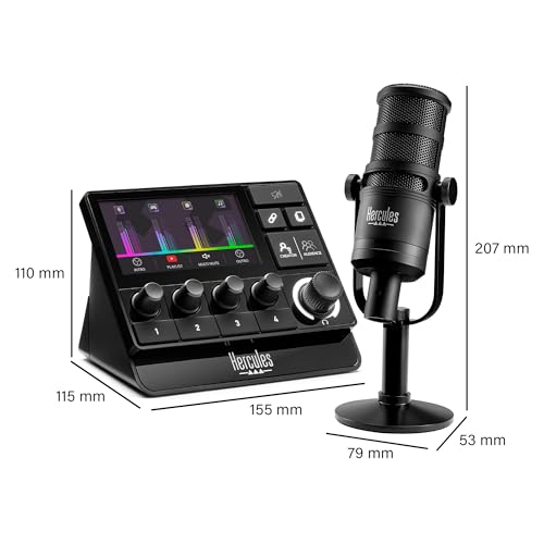 Image of Hercules Stream Essentials Kit, Includes Stream 200 + Microphone HXD-700 XLR Microphone, 3 Months Voicemod Pro, core Streaming apps pre-Integrated (OBS, Streamlabs), Compatible with PC