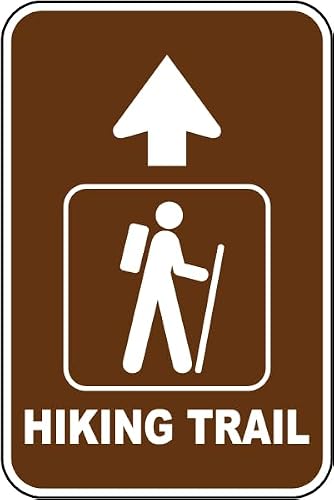 Metal Tin Warning Sign 8x12 Inch Hiking Trail Signs For Home Coffee Bar Wall Decor