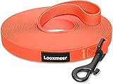 Looxmeer Schleppleine für Hunde, 3m /5m /7m /10m /15m /20m /25m /30m Gummierte Hundeleine für Kleine Mittlere Große Hunde, Übungsleine, Neon Orange