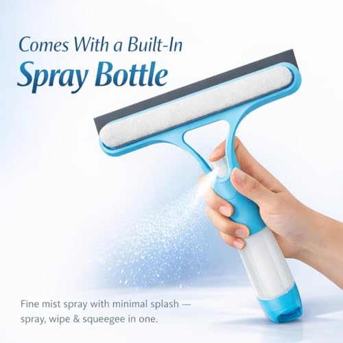 Image of 3-in-1 Window Cleaning Wiper - All-Purpose Kitchen Platform & Glass Squeegee Wiper Multi-Surface Window, Car, Bathroom, Mirror & Glass Cleaner Tool for Home, Kitchen & Office