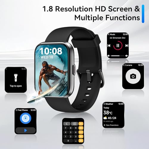 Wmk ID208PLUS Smart Watches For Women Men (Answer/Make Calls) Compatible Ios Android Phones, 1.8 Inch Hd Screen Fitness Tracker Smartwatches Heart Rate Spo2/Sleep/Stress Monitor 110+ Sports Tracker Watch Waterproof thumb #5