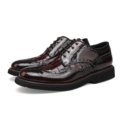 Image of Men's Lace Up Soft Cap-Toe Formal Dress Shoes, Crocodile Pattern