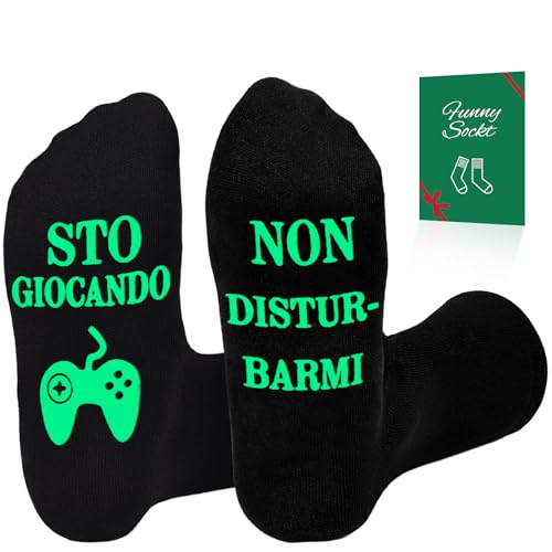Vijamiy Calzini Uomo Divertenti Non Distur Sto Giocando - Idee Regalo Per Papà Compleanno - Calze Creative Con Personalità Luminescenza (Gioco, Illuminare)