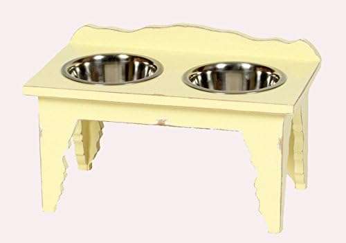 Medium Shabby Chic Raised Elevated Dog Bowl- Deluxe Pet Diner