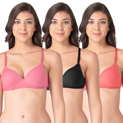 Image of Komli - Heavily Padded Push-Up Bra - Cotton Rich - Balconette - 3 /4th Coverage, Seamless, Wireless, Multiway Straps - T-Shirt Bra