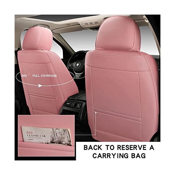 Zrona03 Leather Car Seat Covers for 5 Passengers Cars, Faux Leatherette Automotive Vehicle Cushions Covers, SUV Universal Fit Set for Auto Interior Accessories (Black & Pk) - Image 5