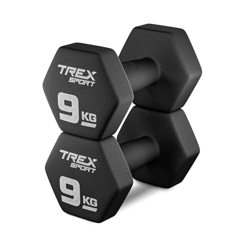 TREX SPORT Neopren Hanteln Set | Kurzhanteln 2er Set 4kg-20kg | Hanteln Frauen & Männer Set (2x9 kg)