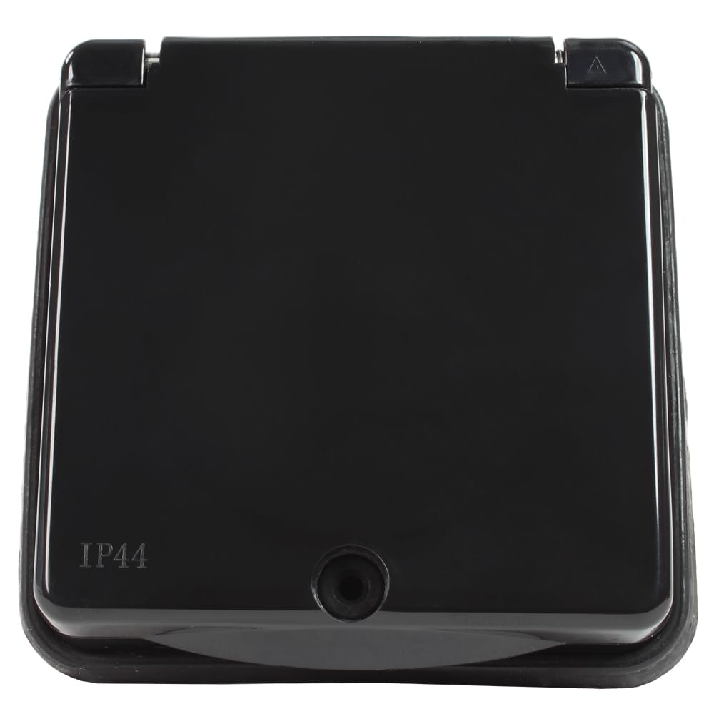 HABA Presa da esterno IP44 Schuko 220-240 V nero per roulotte camper caravan