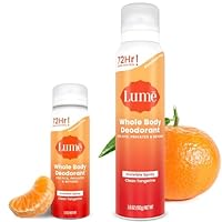 Lume Invisible Spray Deodorant For Women Two Pack - Full Size & Mini Whole Body Deodorant Spray - 72 Hr Odor Control - Aluminum & Baking Soda Free - 2 Piece Bundle - 3.6 oz & 1.0 oz (Clean Tangerine)