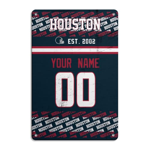 Image of Houston Metal Sign for Outside Custom Name and Number Gifts