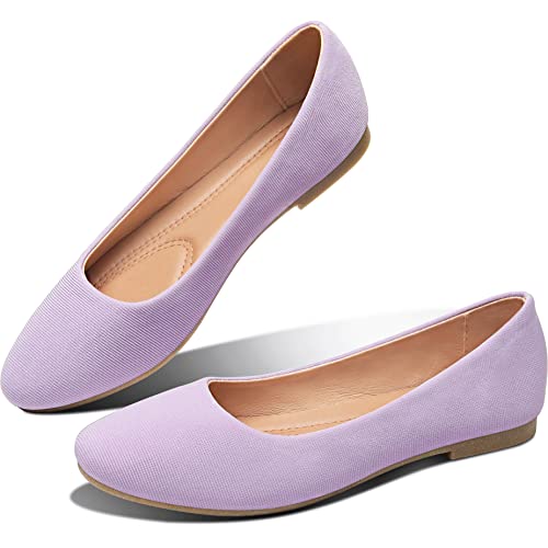 Image of Obtaom Round Toe Women Flat Shoes Slip on Girls Dress Black Ballet Flats