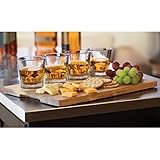 Libbey Craft Spirits Whiskey Flight Glass Set with Wood Carrier, 4 Glasses