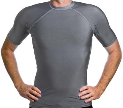 Beach Depot Men's Rash Guard Short Sleeve SPF 50+ Swim Shirt (Small, Gun Metal Grey)