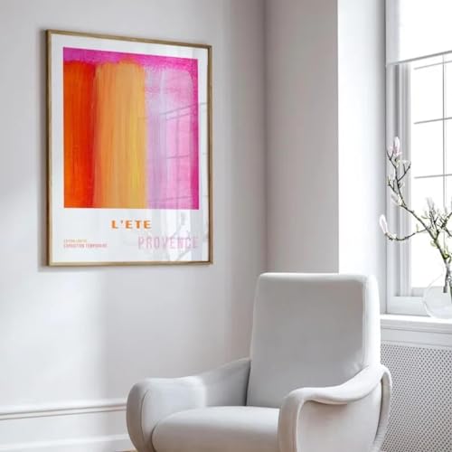 Abstract Pink Orange Art Poster Colour Swoosh Stylish Modern Canvas Painting Bedroom Avant-Garde Decorative Wall Art 19.6”x 27.5”(50x70cm) No frame