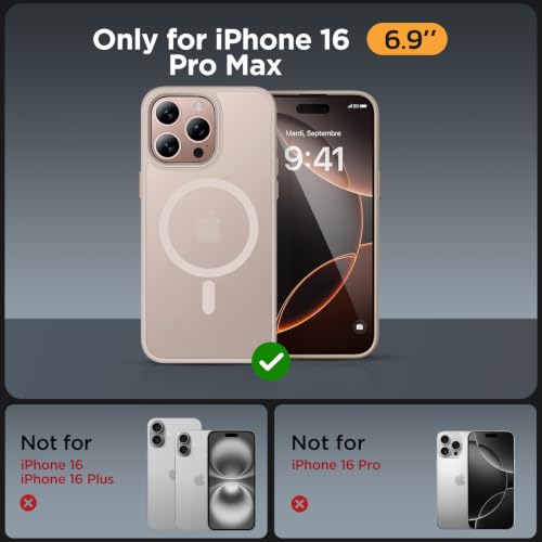 Image of miracase Magnetic for iPhone 16 Pro Max Case, [Compatible with MagSafe] [Military-Grade Protection], Anti-Fingerprint, Slim Case for 16 Pro Max 6.9 inch- Gold