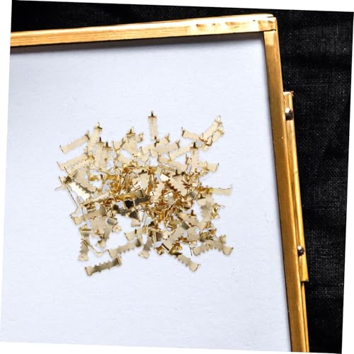 Image of 100pcs Picture Frame Hangers Gold Picture Framing Hardware Easy Installation Multi-use Backing Clips for Photos and Artworks Sturdy and Practical Frame Hook Supplies