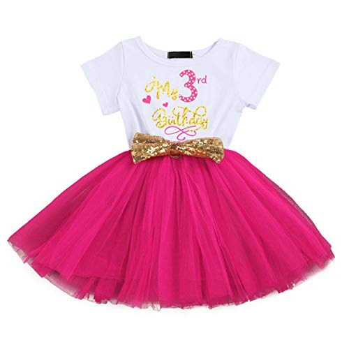IDOPIP Baby Girls My 1st 3rd Birthday Dress Princess Pageant Party Sequin Bowknot Tutu Dress Cake Smash Playwear Dress Outfit