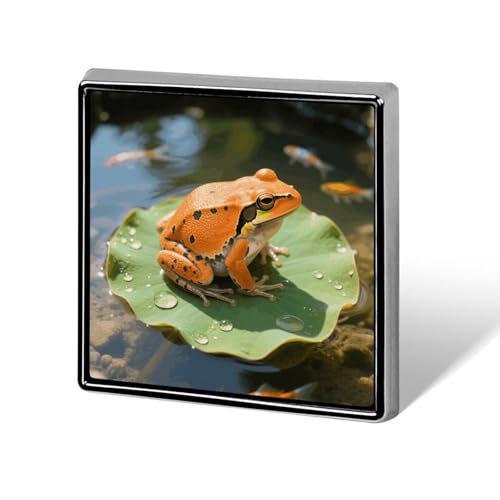 Orange Frog Brooch Pins Aluminum Alloy Lapel Pins for Men Women Custom Badge Button Decorative Jewelry Charms for Hats Bags Backpacks Suits Shirts Scarves Clothing Accessories Party Gift
