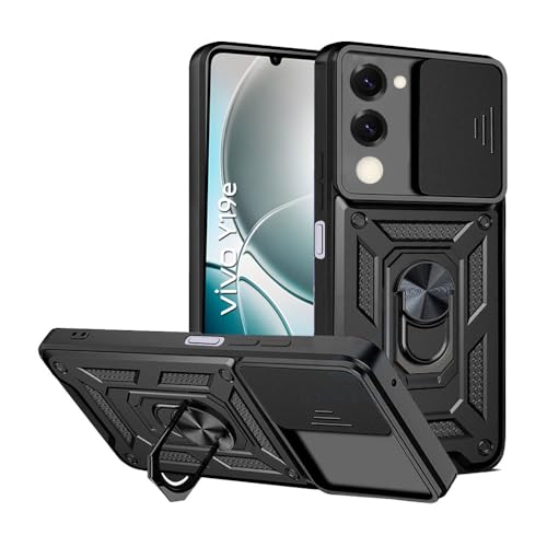 Image of AIBEX Back Cover for Vivo T4 Lite 5G / iQOO Z10 Lite 5G / Vivo Y19 5G / Vivo Y19e | D10 Tough Armor Case | Sliding Camera Shield | 360 Protection | Kickstand Ring Holder | Military-Grade