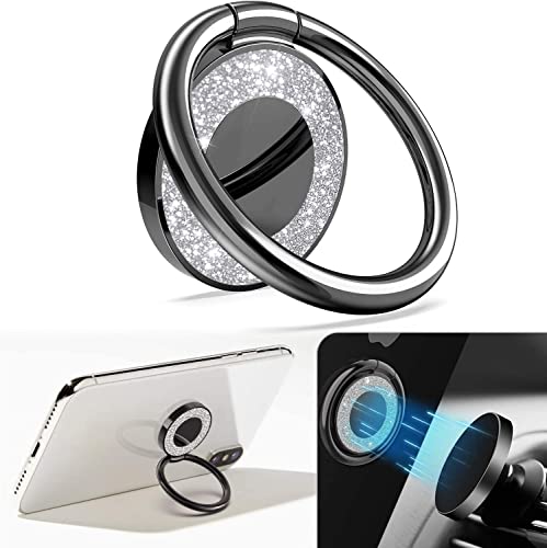 QZCQLLM Cell Phone Ring Holder Finger Ring Grip Kickstand, Compatible with All Smartphone/Phone Cases (Black)