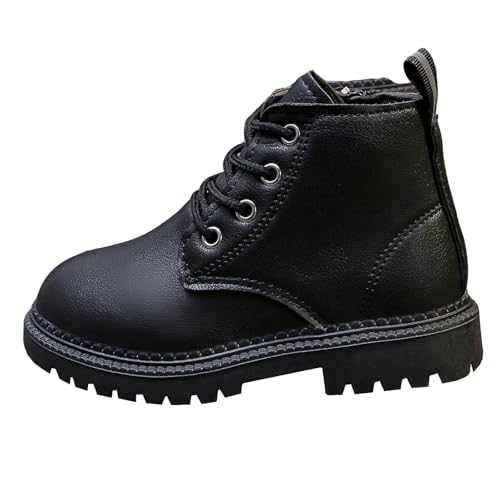 Boys Girls Waterproof Lace-up Side Zip-up Ankle Boots Outdoor Military School Tactical Combat Boots (Toddler/Little Kid)3