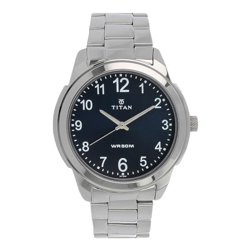 Titan Neo Blue Dial, Silver Metal Strap Analog Round Watch for Men's