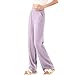 Girl High Waist Trouser Fashion Elastic Straight Loose Breathable Lounge Pant Comfort Casual Home Pants Pocket (5-15 Years) Purple