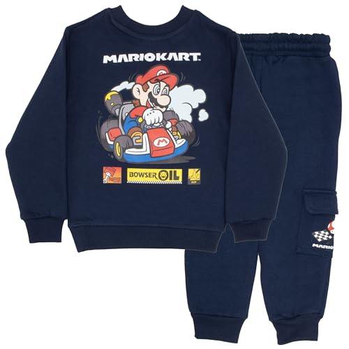 Image of Nintendo Super Mario Bros Boy's 2-Piece Long-Sleeved Shirt and Pants Set - Sweatshirt & Joggers Bundle for Kids and Toddlers
