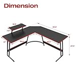 Homall L Shaped Gaming Desk Computer Corner Desk PC Gaming Desk Table with Large Monitor Riser Stand for Home Office Sturdy Writing Workstation (Black, 51 Inch) - Image 3