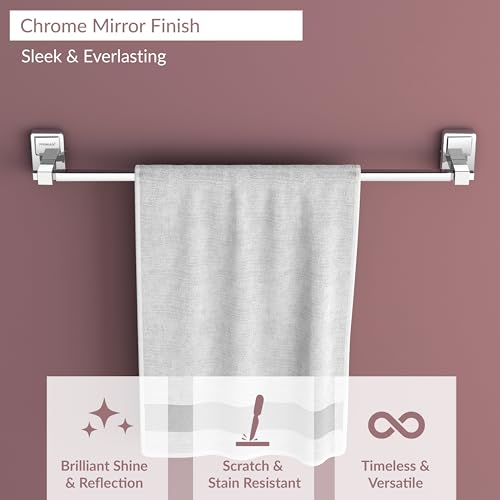 Image of Plantex (Primax) 304 Grade Stainless Steel 24 inch Towel Hanger /Holder for Bathroom /Single Towel Rod /Towel Bar /Towel Stand /Bathroom Accessories Pack of 1, Darcy (Chrome)