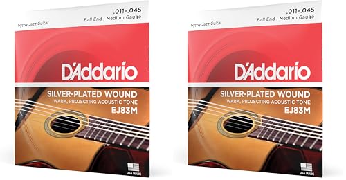 Cordes acoustique jazz manouche D'Addario EJ83M fin de boucle à boule lot de 2