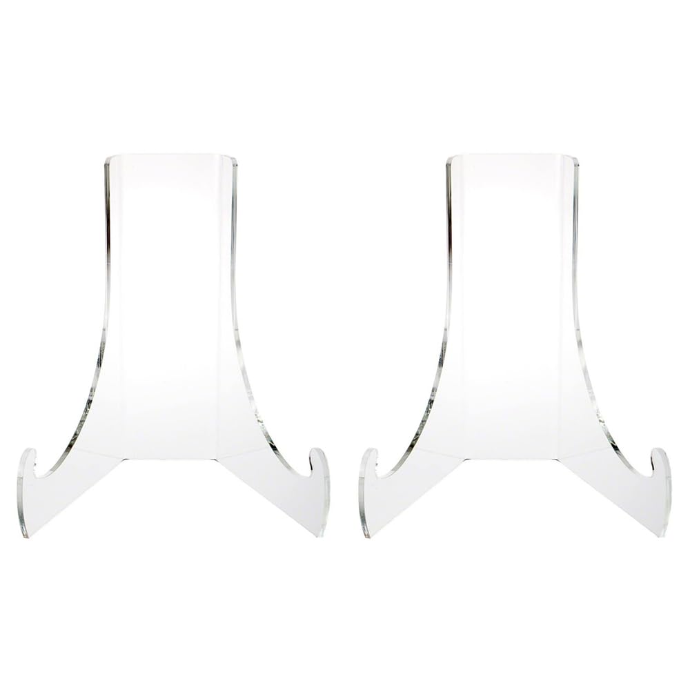 SagaSave 2Pcs Acrylic Display Stand Holders, 9x9x11.5cm Clear Acrylic Display Easel Picture Frame Stand for Pictures Photo Frames Plate Tabletop Artworks