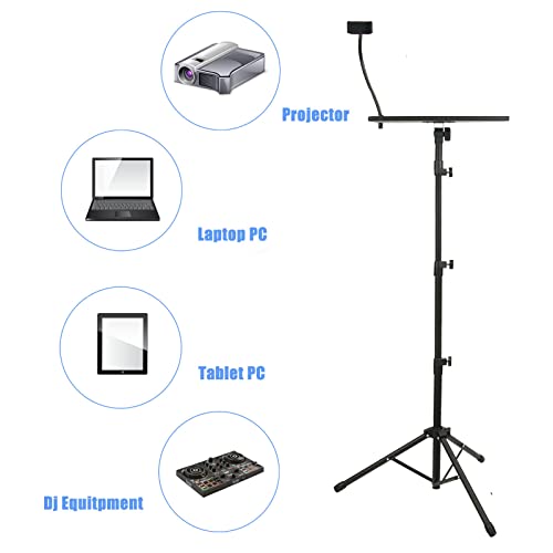Kereal Laptop Projector Tripod Stand, Universal Portable Floor Holder Mount Stand For Dj Equipment,Office,Stage,Studio,Podium,Adjustable Height 25 To 48 Inch, With Tray And Gooseneck Phone Holder #TOP2