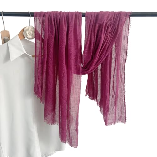 Image of Crinkled PolyCotton Scarf for Women - 180 x 90 cm Stole for Women | PolyCotton Scarf for Summers, Head Cover for Women | Lightweight Scarf for Women | Women Accessory