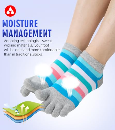 Image of Women Toe Socks 5 Finger Cotton Wicking Athletic 6 Pack 3 Pack