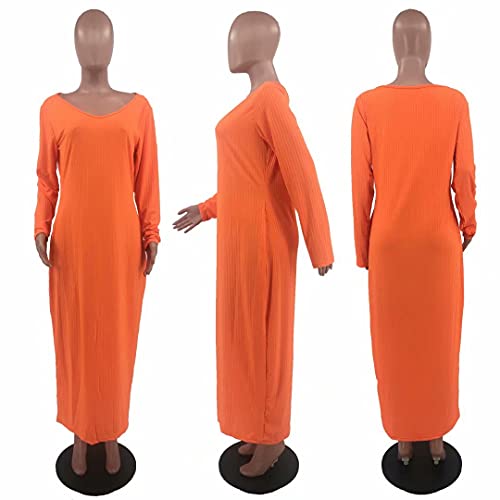 Image of Women's Plus Size Sexy Long Sleeve Maxi Sweater Off Shoulder Knit Dress
