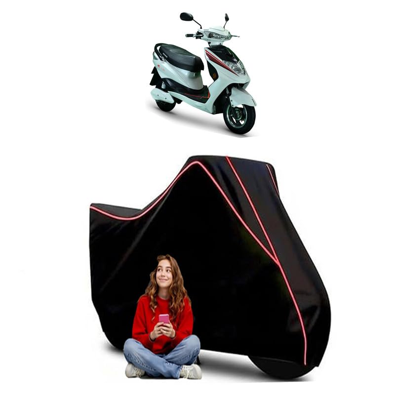 Image of Ridge Scooty Bike Cover Water Resistant Outdoor Use Universal Fit Scooters Motorcycles Heavy Duty UV Protection Dust Rain Scratch Resistant Elastic Bottom Black Blue Piping