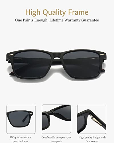 Image of ANRRI Gradient Polarized Sunglasses for Men Women Retro Square Sun Glasses with Spring Hinges
