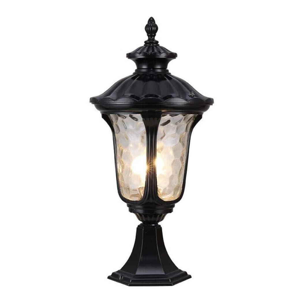 Lampa Słupki Europejskie Zewnętrzne Lampy Słupkowe Retro Aluminiowa Lampa Kolumnowa Wodoodporne Ogrodowe Dziedziniec Willi Światło Zewnątrz i Drogę(Black)