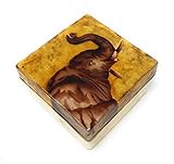 Kubla Craft Good Luck Elephant Capiz Shell Keepsake Box, 3 Inches Square