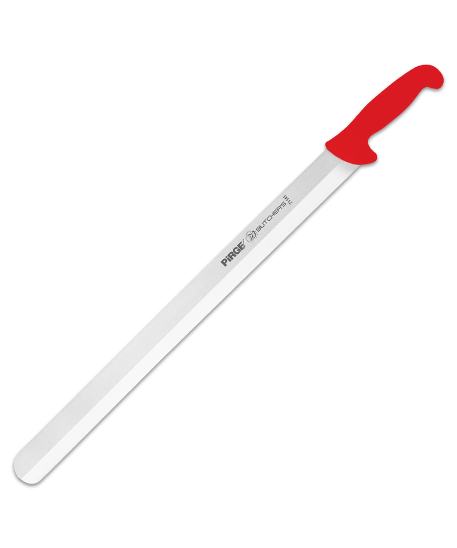 Pirge Cuchillo de carnicero kebab con afilado hueco, 50 cm, rojo - cuchillo de rebanar - cuchillo largo para kebabs más afilados - cuchillo de corte - cuchillo de carne