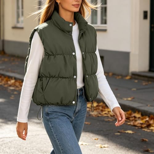 PXLKNZH Puffer Vest for Women Sleeveless Stand Collar Snap Gilet - image 4