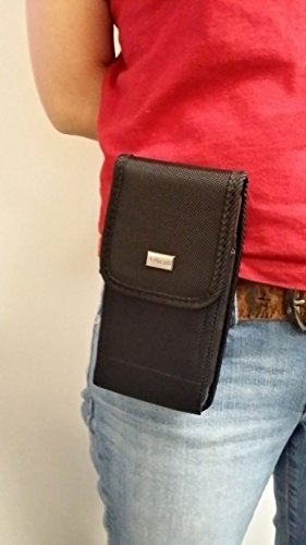 For Zte Zmax Grand Xmax Heavy Duty Black Nylon Pouch Metal Clip Holster 2 Way Belt Loop With Screen Cleaning Cloth Great Fits With Protective Cover Or Naked Phone #TOP5