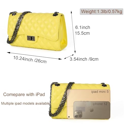 Image of Gladdon Quilted Crossbody Purse for Women Trendy Shoulder Bags | Stylish Shoulder Purse,Quilted Pattern,Structured bag,Chain Strap,Spacious Enough,Casual and Dressy Outfits,Any Occasion
