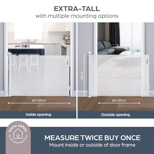 Dreambaby Glide N Hide 90cm Extra Tall, 140cm Wide Retractable Baby Gate, Ideal for Stairs Doorways & Halls, Durable Mesh - Image 2