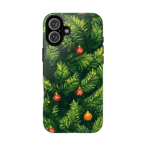 Branches de pin de Noël Coque antichoc brillante iPhone 16 Plus verte