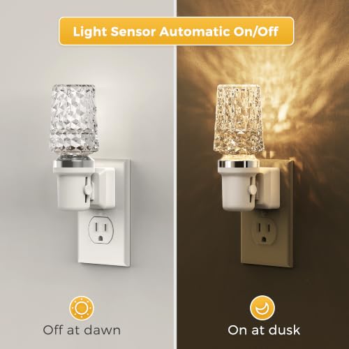 Image of L LOHAS LED Night Light, Dimmable Night Lights Plug into Wall, Light Sensor | Automatic Nightlights Plug in, 3000K LED Acrylic Nightlight, Crystal Decorative, Hallway Bedroom Bathroom [White Base,1 Pack]
